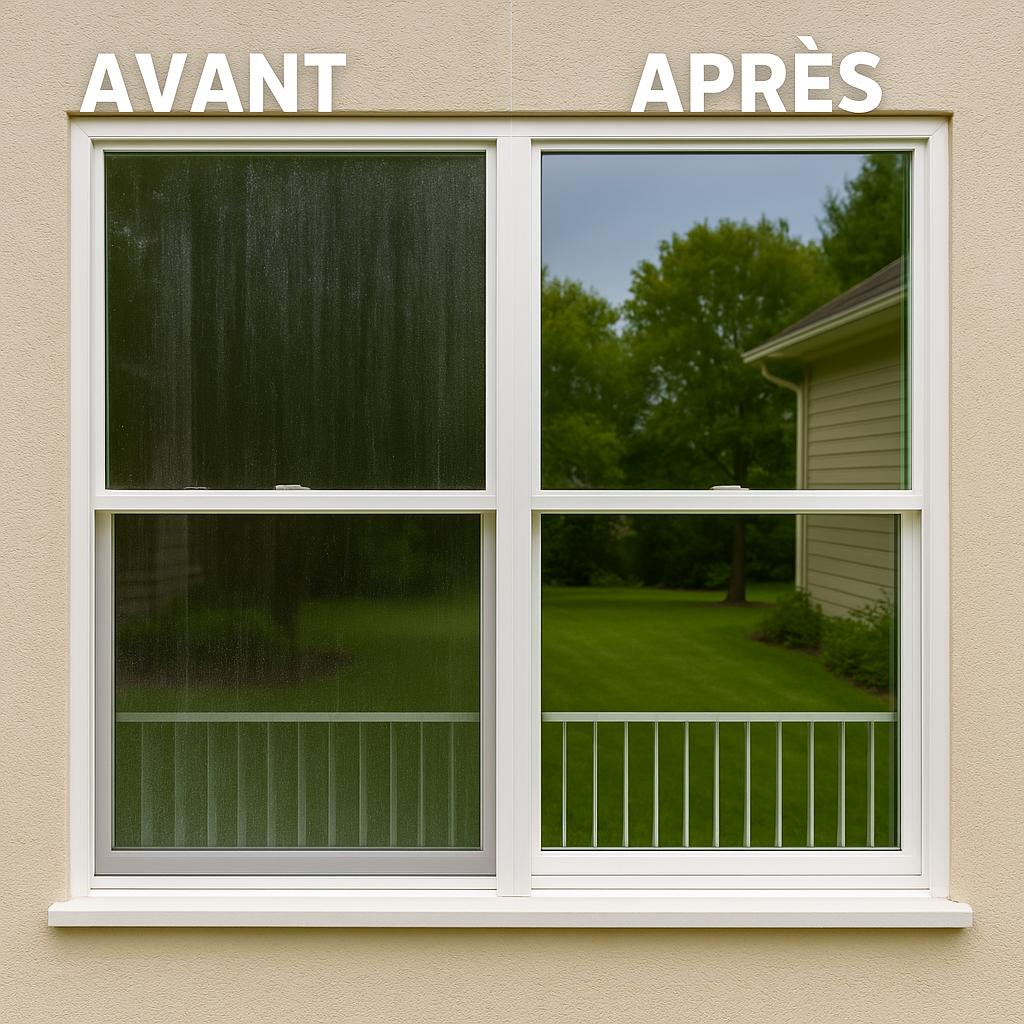 Avant après lavage de vitre